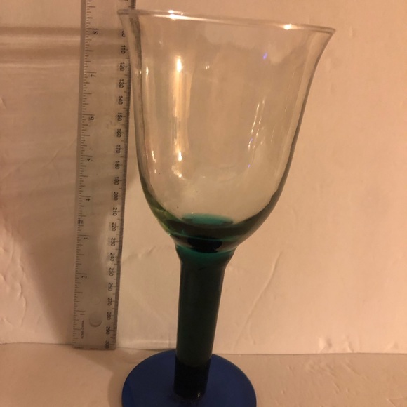 Vintage Handblown Blue Goblet 8.5” Tall - Picture 5 of 6